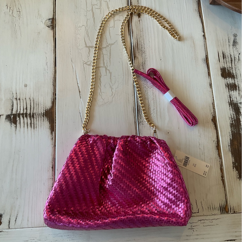 Anthropologie Frankie Clutch in Metallic Pink